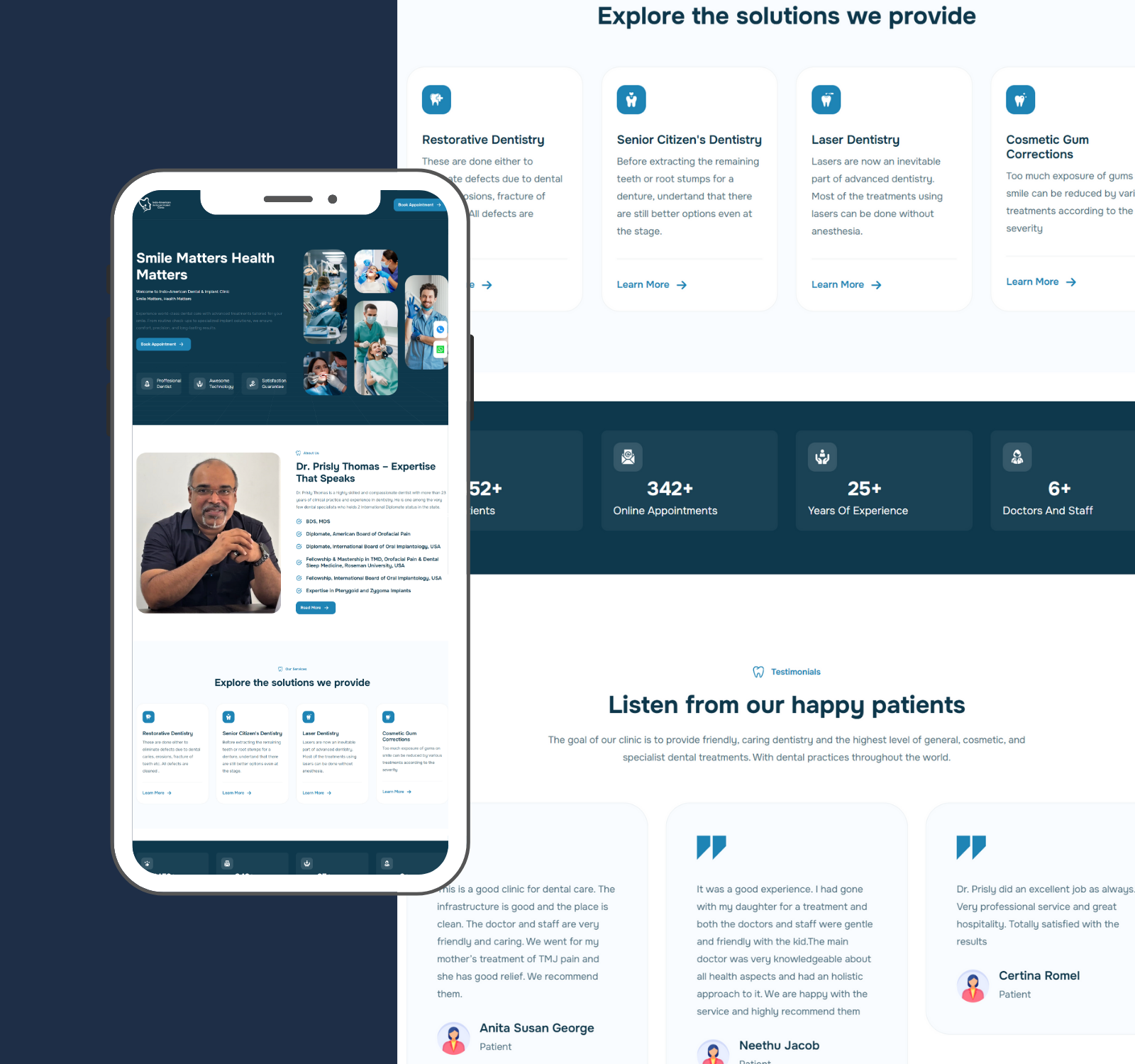 Mobile version preview of dental clinic website