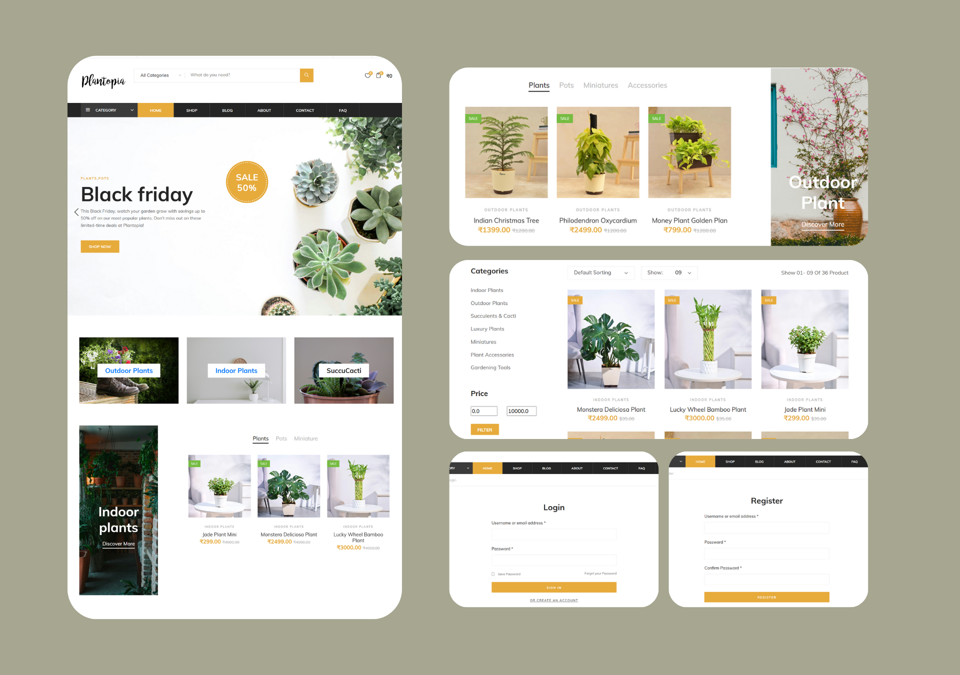 Desktop version of ecommerce website Plantopia