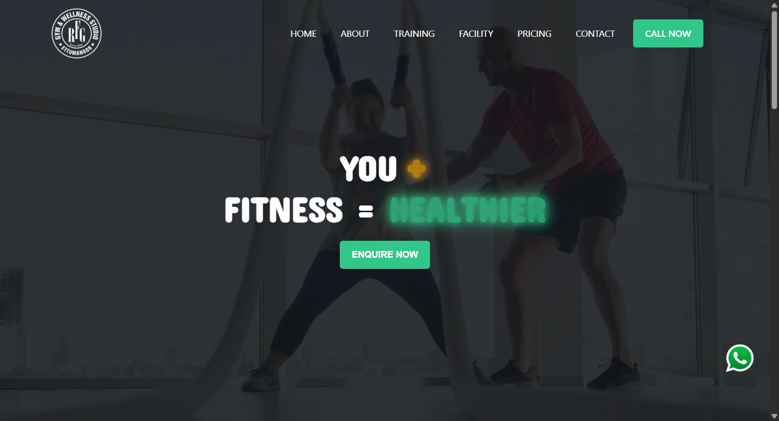 RFG Fitness Studio website homepage preview