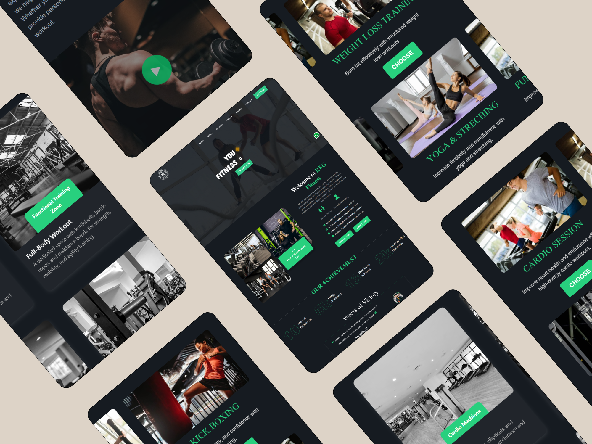 Full-page view of RFG Fitness Studio site