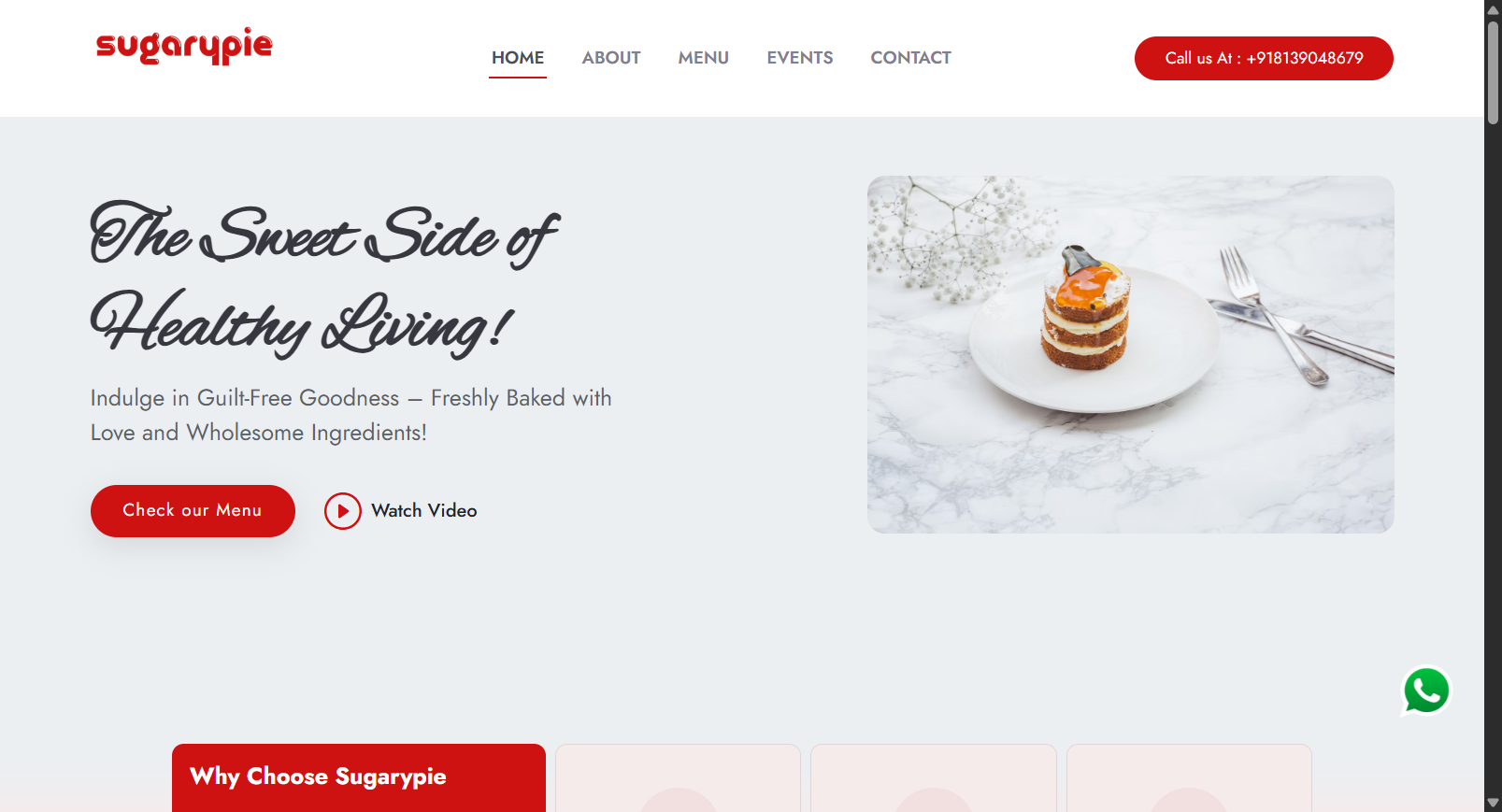 SugaryPie Bakery one-page website preview