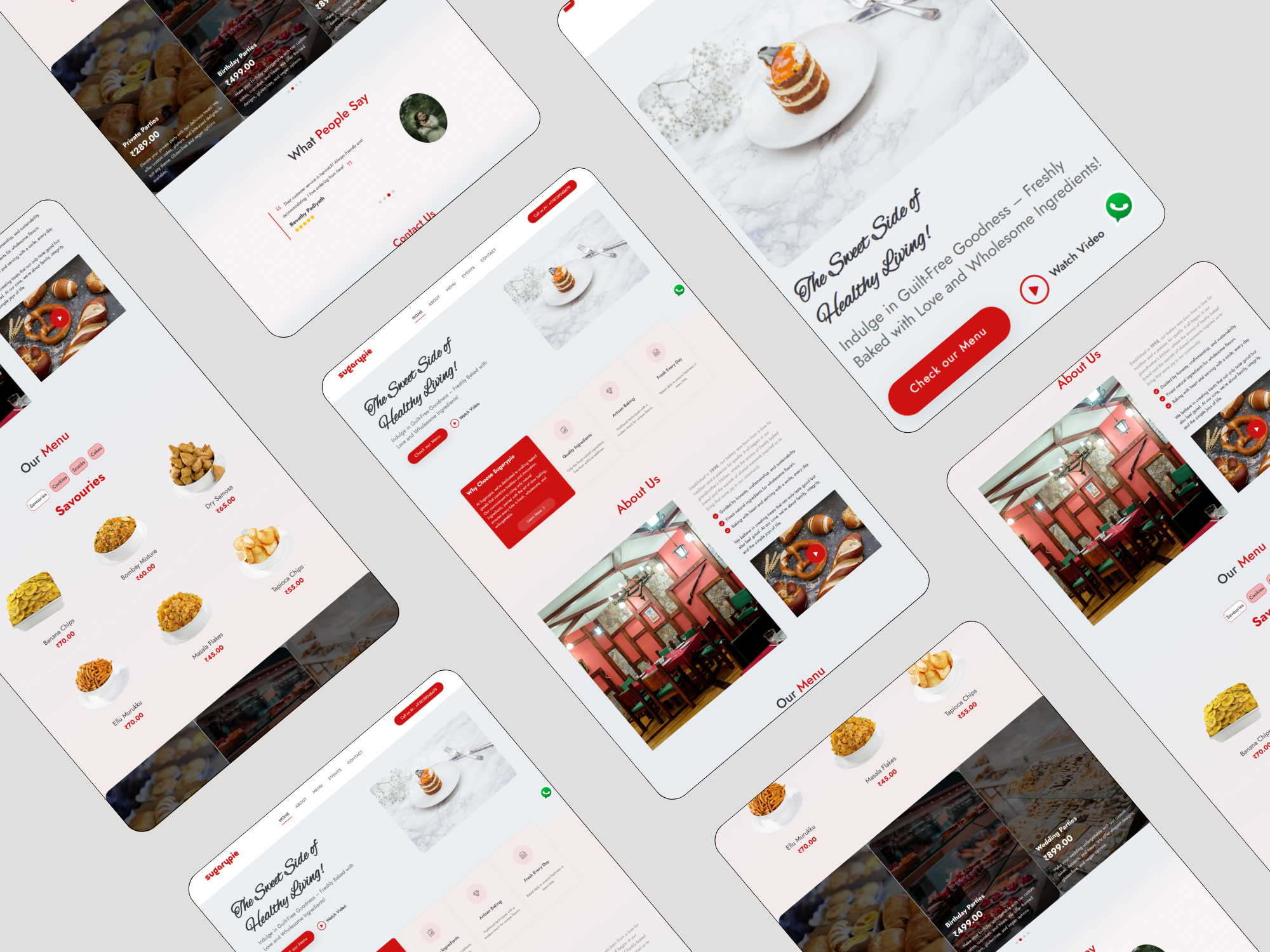 Full-page preview of SugaryPie bakery website by Ornabyte