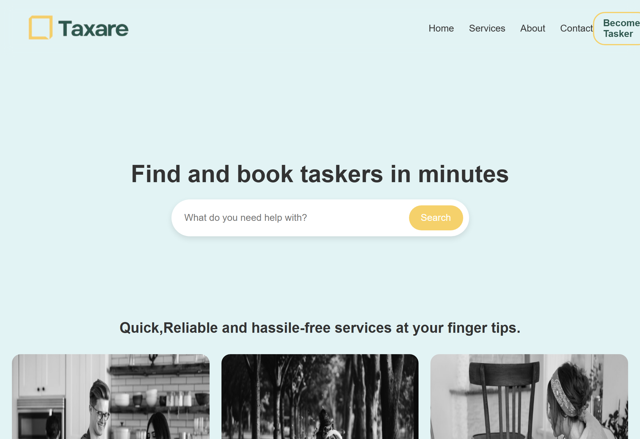 Tasker booking platform UI