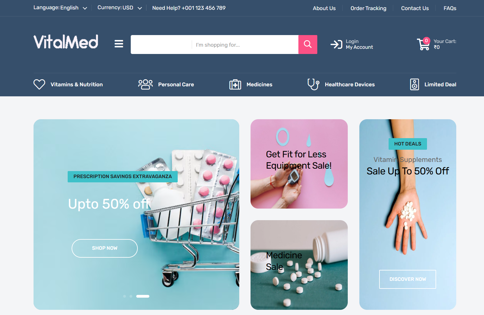 VitalMed medical ecommerce homepage
