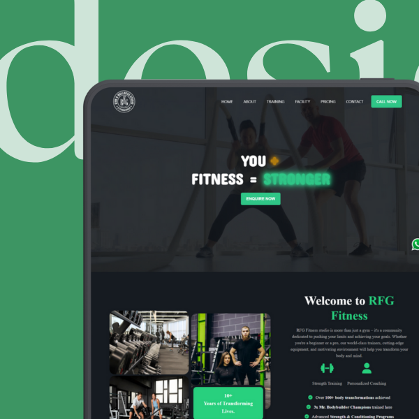 RFG gym website design in Kochi