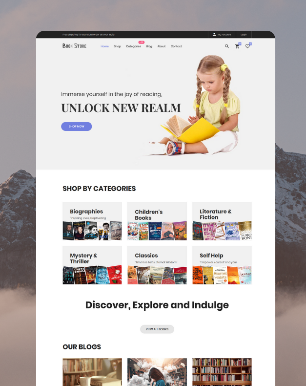 Bookstore ecommerce website in India